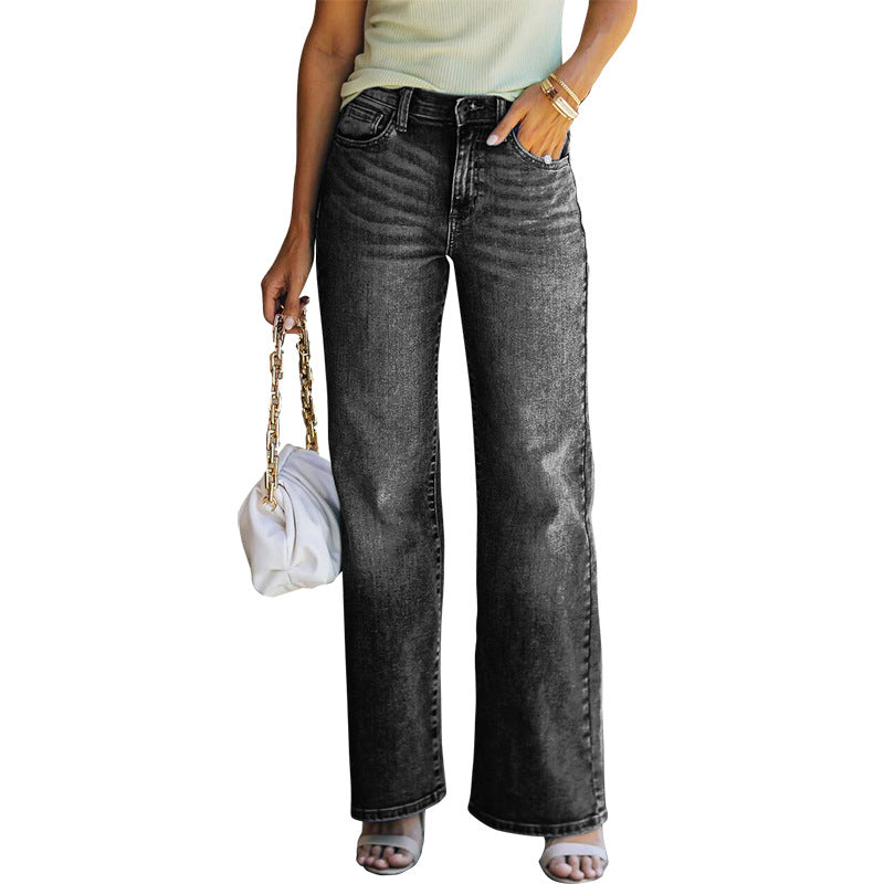 Women's Loose Fit High Stretch Wide Leg Denim Pants - Horizon Bliss