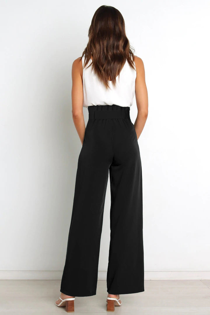 Women's Casual Wide-Leg Trousers with Belt - Horizon Bliss