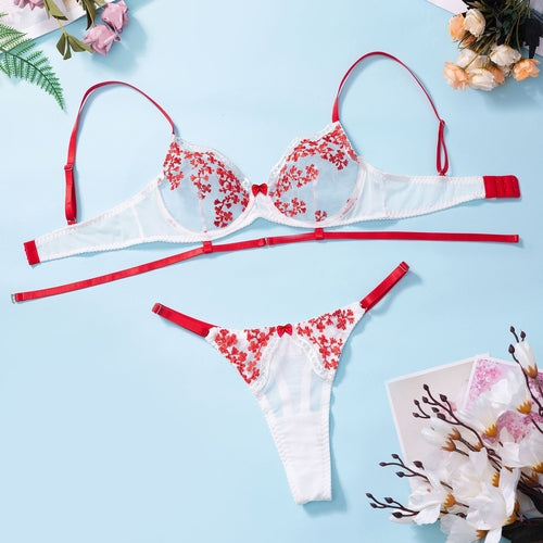 Sexy Women Clothing Floral Embroidered Underwear Bra Sexy Suit - Horizon Bliss