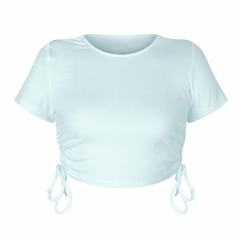 Sexy Crop Top with Drawstring Tie - Horizon Bliss