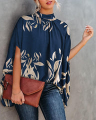 Summer Casual Fashion Print Split Batwing Sleeve Top - Horizon Bliss