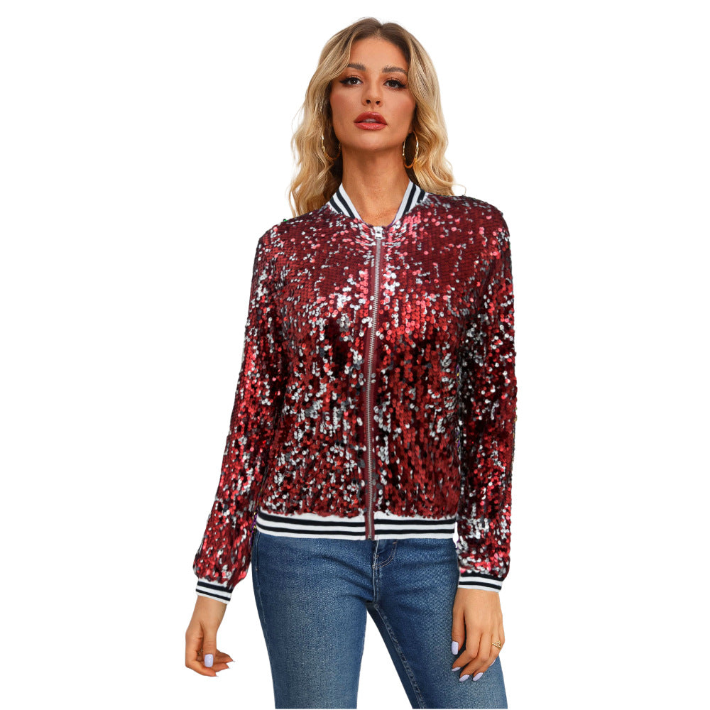 Sequin Long Sleeve Women's Jacket - Horizon Bliss