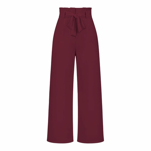 Women's Casual Wide-Leg Trousers with Belt - Horizon Bliss