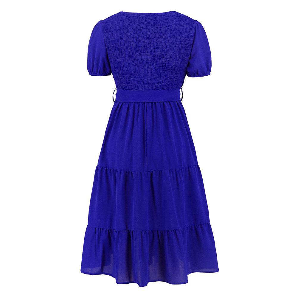 Round-neck short-sleeved Dress - Horizon Bliss