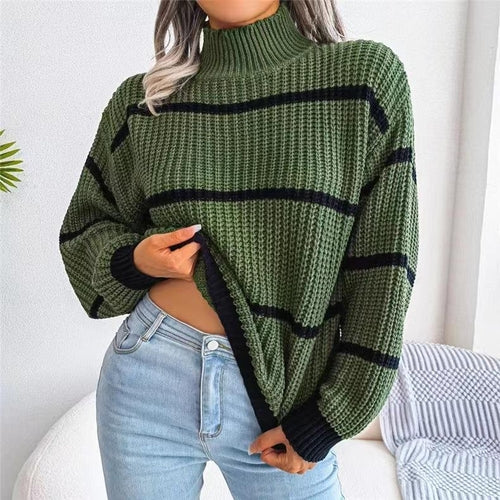 Vintage Striped Sweater  Long Sleeve Casual Knitted Pullover Jumper - Horizon Bliss