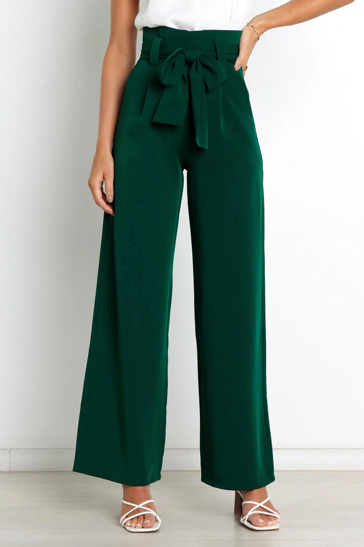 Women's Casual Wide-Leg Trousers with Belt - Horizon Bliss