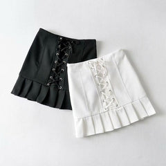 High Waist Lace-up Short Mini Skirt - Horizon Bliss