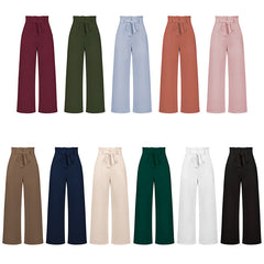 Women's Casual Wide-Leg Trousers with Belt - Horizon Bliss