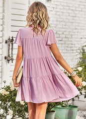 Solid Short Sleeve Dress - Horizon Bliss