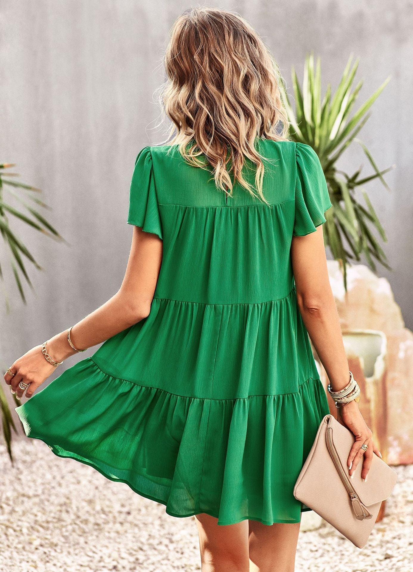 Solid Short Sleeve Dress - Horizon Bliss