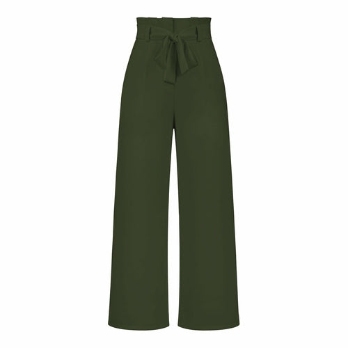 Women's Casual Wide-Leg Trousers with Belt - Horizon Bliss