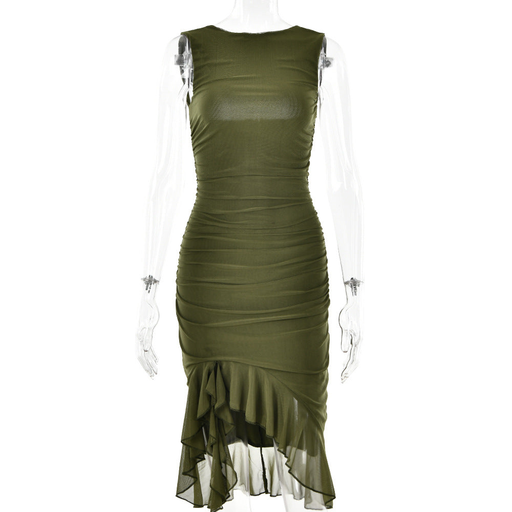 Sleeveless Sexy Sheath Pleated Dress - Horizon Bliss