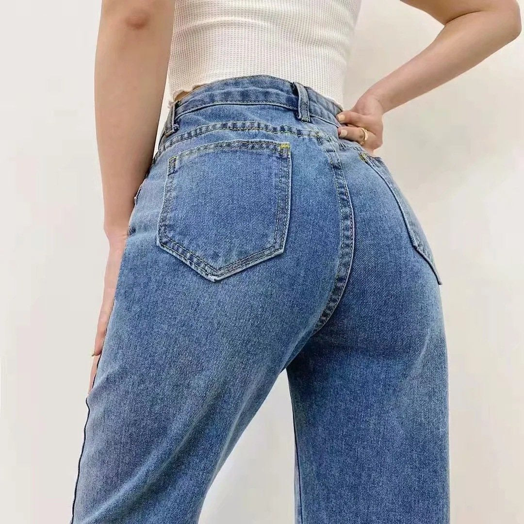 Jeans For Girls Baggy Jeans Woman High Waist Streetwear Denim Trousers - Horizon Bliss