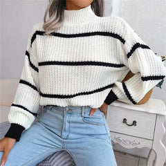 Vintage Striped Sweater  Long Sleeve Casual Knitted Pullover Jumper - Horizon Bliss