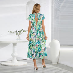 Bat Sleeve Summer Printed Long Dress - Horizon Bliss