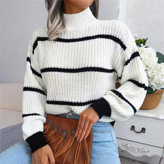 Vintage Striped Sweater  Long Sleeve Casual Knitted Pullover Jumper - Horizon Bliss