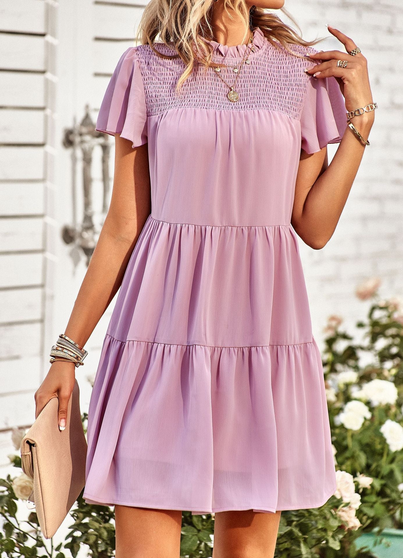 Solid Short Sleeve Dress - Horizon Bliss