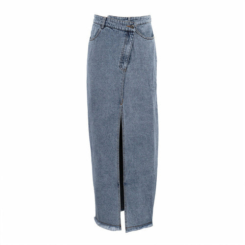 Fashionable High Waist Split Denim Skirt - Horizon Bliss