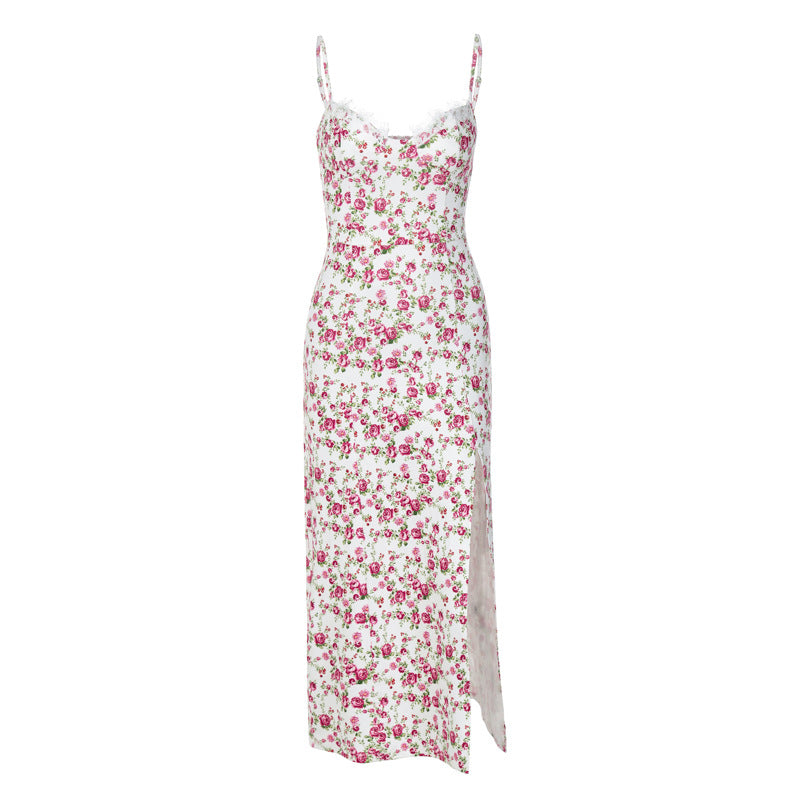 Floral Print Slit Spaghetti Strap Dress - Horizon Bliss