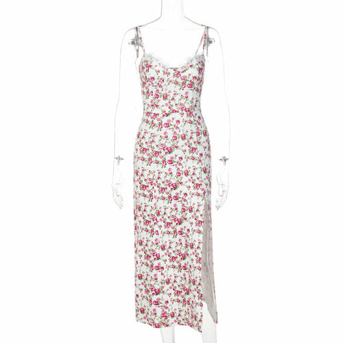 Floral Print Slit Spaghetti Strap Dress - Horizon Bliss