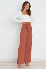 Women's Casual Wide-Leg Trousers with Belt - Horizon Bliss