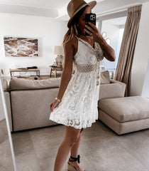 Sleeveless Lace V-neck Short Dress - Horizon Bliss