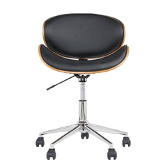 Wooden & PU Leather Office Desk Chair - Black - Horizon Bliss