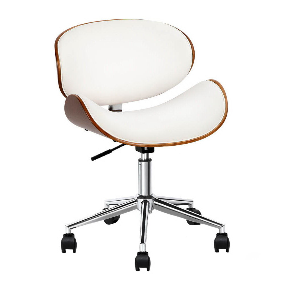 Artiss Wooden & PU Leather Office Desk Chair - White - Horizon Bliss