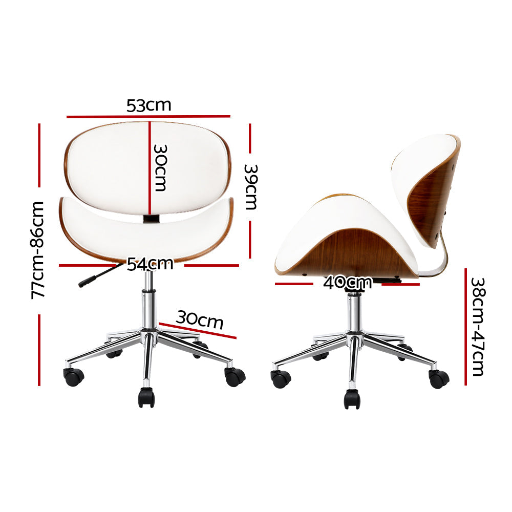 Artiss Wooden & PU Leather Office Desk Chair - White - Horizon Bliss