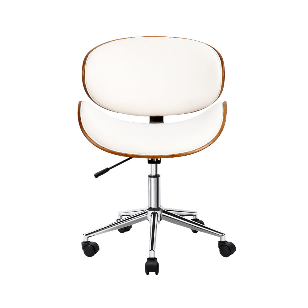 Artiss Wooden & PU Leather Office Desk Chair - White - Horizon Bliss