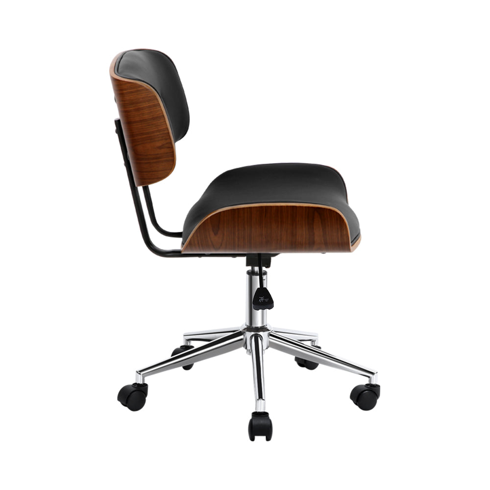 Artiss Wooden & PU Leather Office Desk Chair - Black - Horizon Bliss