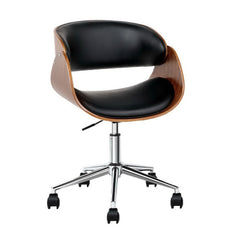 Artiss Wooden & PU Leather Office Desk Chair - Black - Horizon Bliss