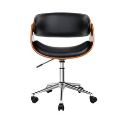 Artiss Wooden & PU Leather Office Desk Chair - Black - Horizon Bliss