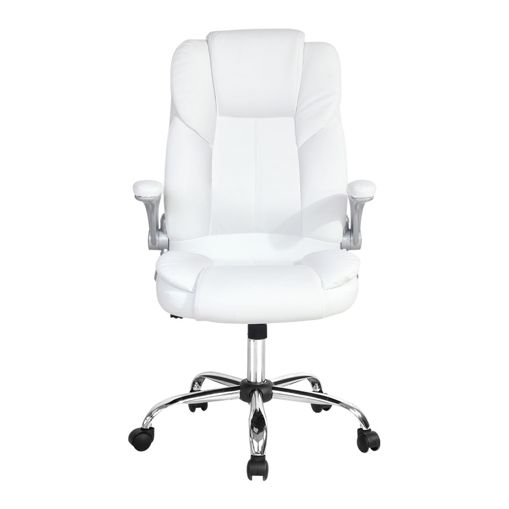 PU Leather Executive Office Desk Chair - White - Horizon Bliss