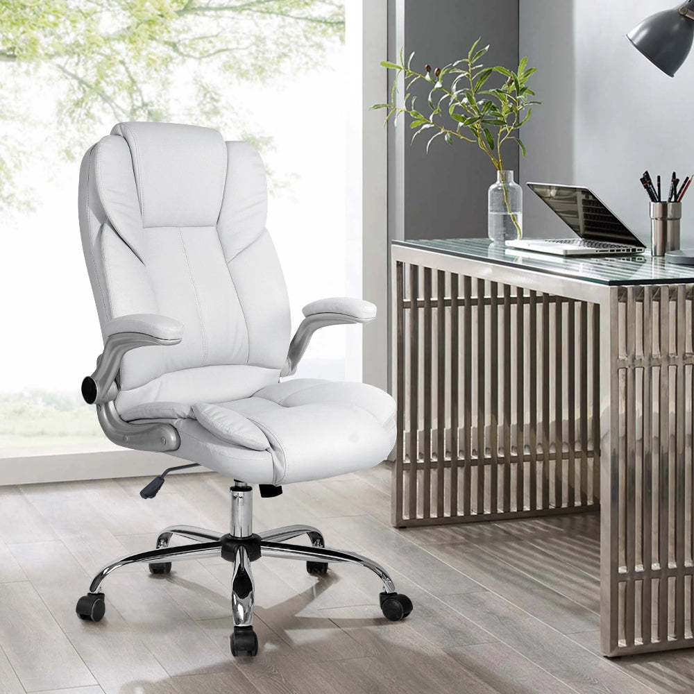 PU Leather Executive Office Desk Chair - White - Horizon Bliss