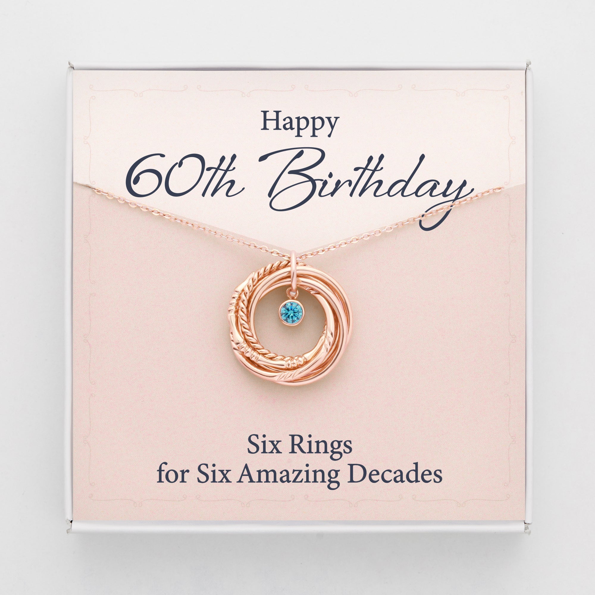 60th Birthday Gift For Woman, Birthday Gift For Mom, 6 Rings 6 Decades - Horizon Bliss