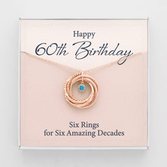 60th Birthday Gift For Woman, Birthday Gift For Mom, 6 Rings 6 Decades - Horizon Bliss