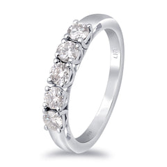 White Moissanite 5-Stone Ring Sterling Silver - Horizon Bliss