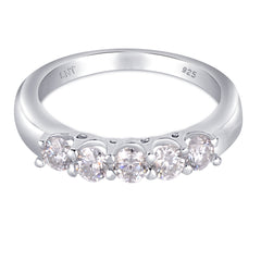 White Moissanite 5-Stone Ring Sterling Silver