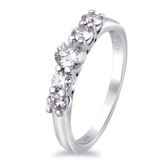 White Moissanite 5-Stone Ring Sterling Silver