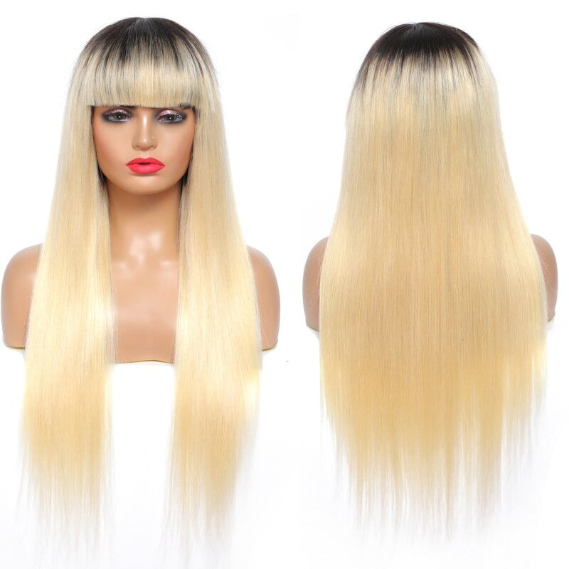 #1B/613 Straight 180% Density #613 Wig with Bang 200% Density Human - Horizon Bliss