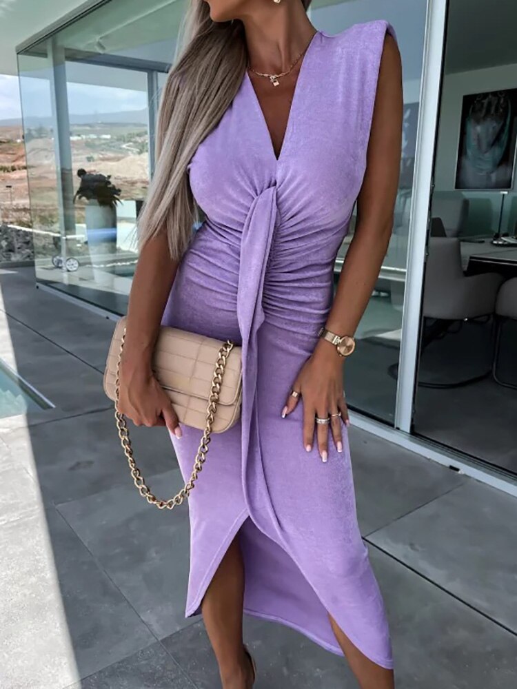 Deep V-Neck Maxi Dress - Horizon Bliss