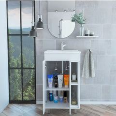 Vanity Akron, Double Door Cabinet, White Finish - Horizon Bliss