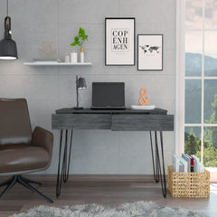 Desk Hinsdale with Hairpin Legs and Two Drawers, Black Wengue Finish - Horizon Bliss