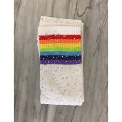 Over the Knee Jeweled Rainbow Glam Disco Socks (Black or White