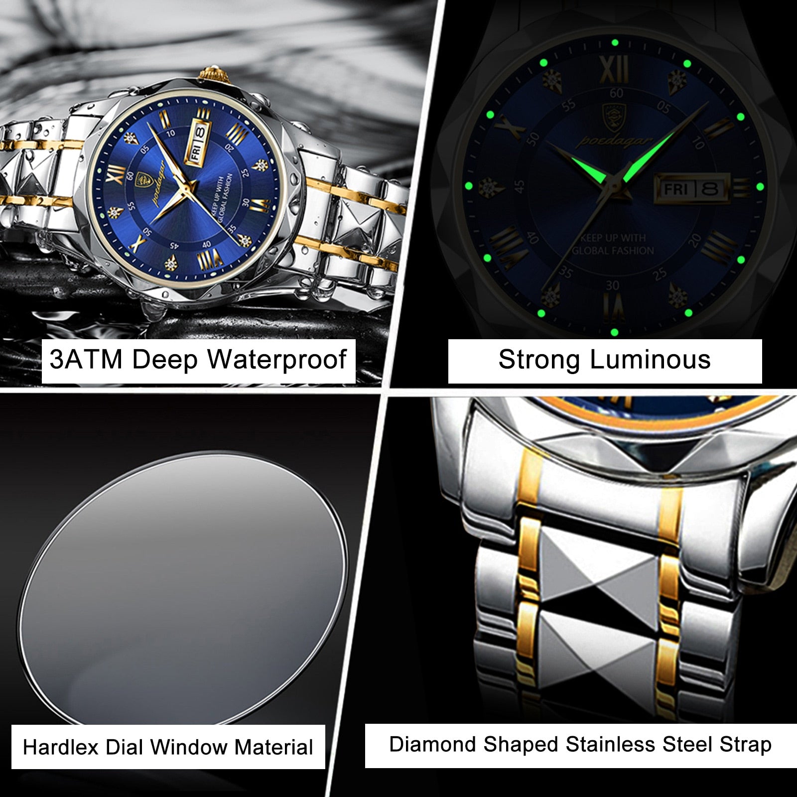 Poedagar Top Luxury Men Quartz Watch For Men Sports Waterproof - Horizon Bliss