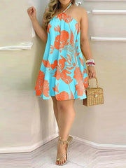 Print Backless Summer Dress - Horizon Bliss