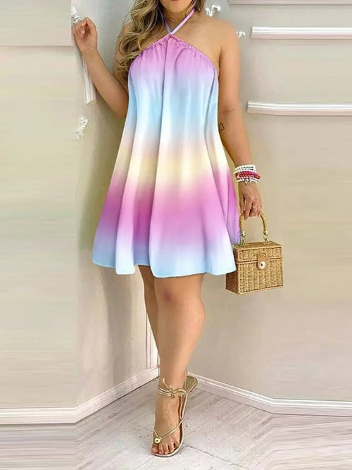 Print Backless Summer Dress - Horizon Bliss