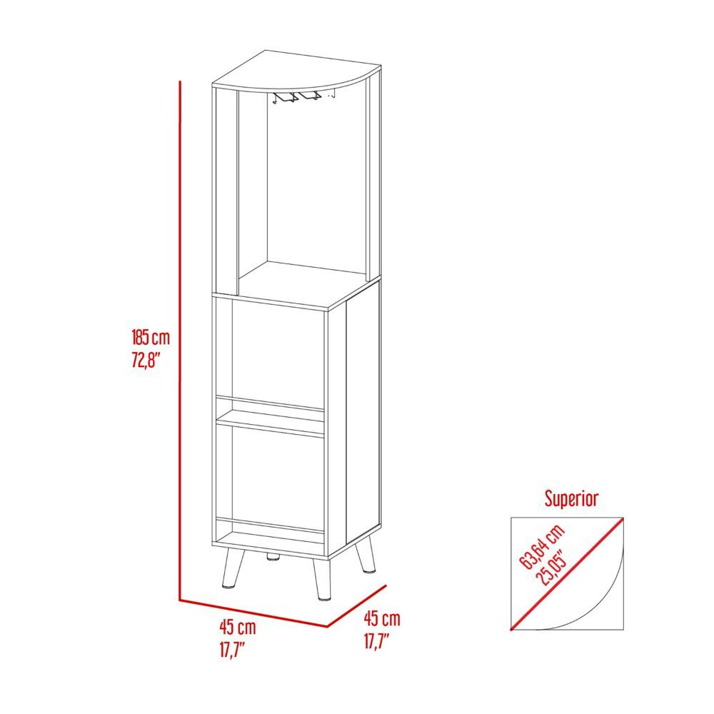 Corner Bar Cabinet Plex, Cup Rack, Two External Shelves, Dark Brown - Horizon Bliss