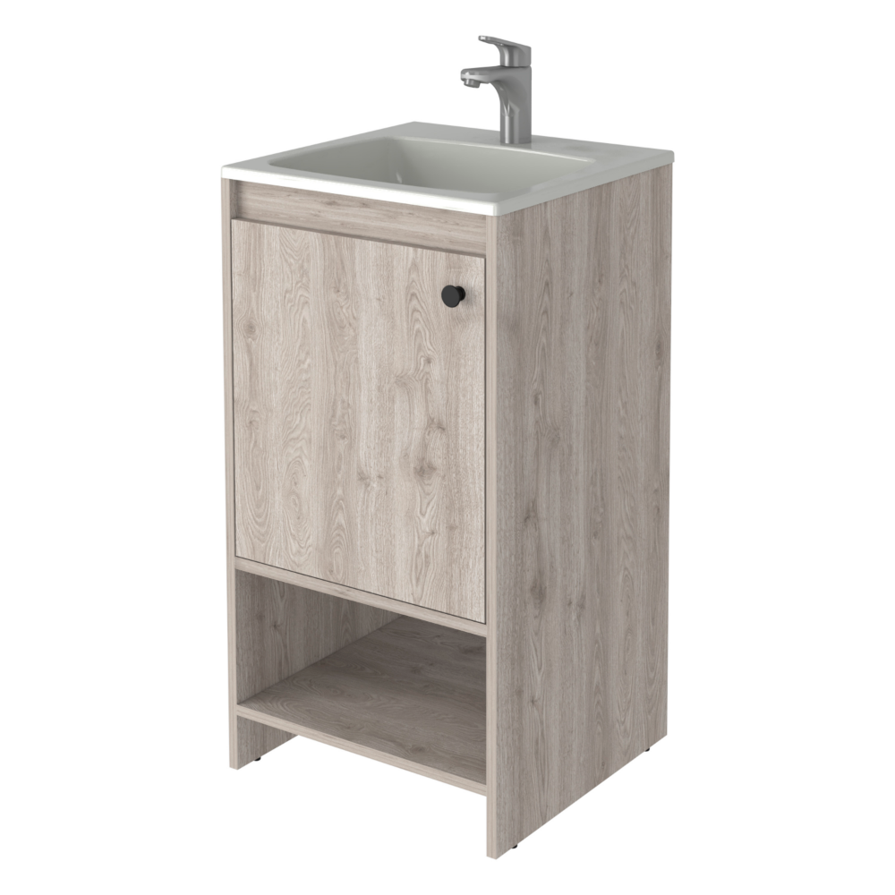 Bathroom Vanity Poket, Single Door Cabinet, Two Shelves, Light Gray - Horizon Bliss